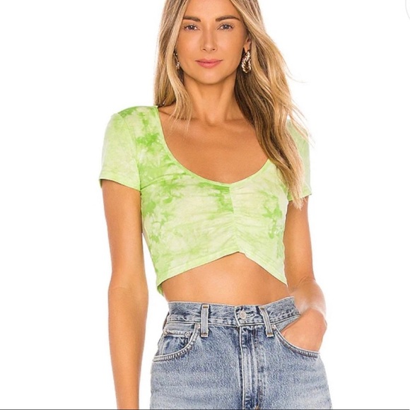 NEW Superdown Green Tie Dye Crop Top - Picture 1 of 9